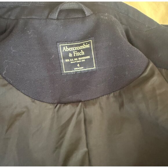 Abercrombie & Fitch Womens Wool Blend Blazer Size 4 Double Breasted Navy Preppy - Picture 6 of 8